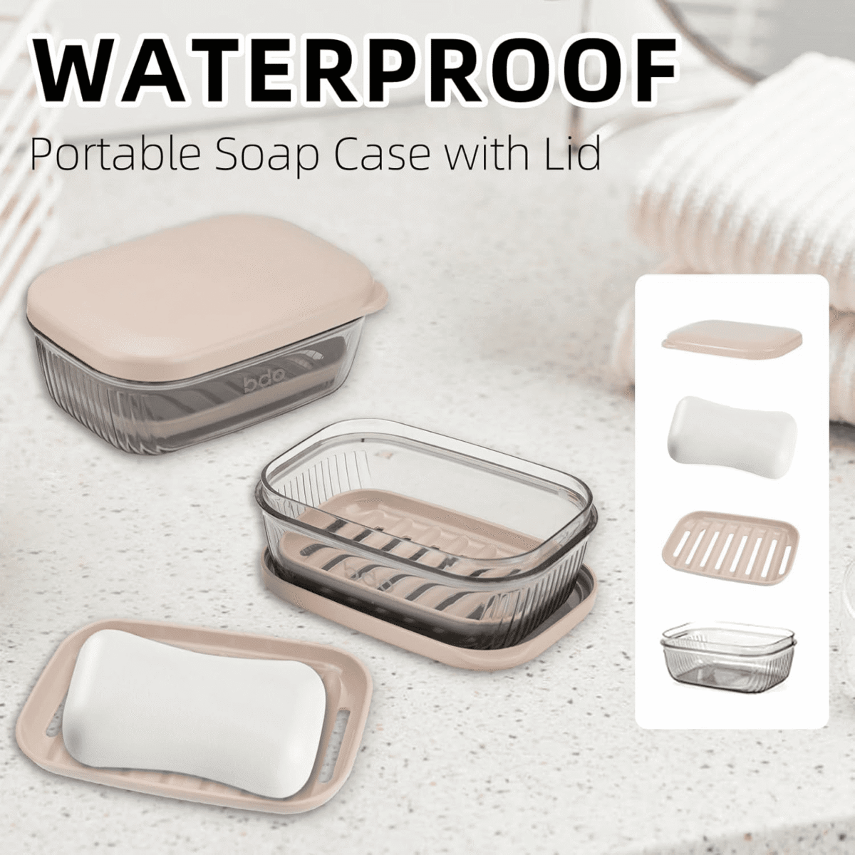 Aiteng 2 Pack Portable Bar Soap Holder, Leakproof Soap Dish with Lid for Traveling Bathroom Shower School Campin