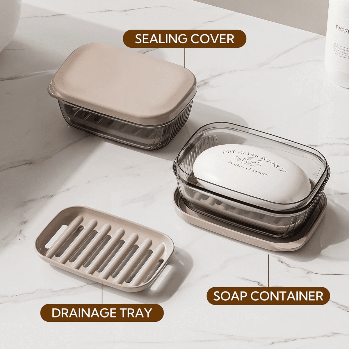 Aiteng 2 Pack Portable Bar Soap Holder, Leakproof Soap Dish with Lid for Traveling Bathroom Shower School Campin