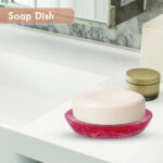 Ajuny Soap Dish Soap Holder Shower, Resin Soap Dishes Self Draining for Bar Soap Sponge Soap Saver Tray for Bathroom Kitchen Sink, Easy to Clean Rose Pink
