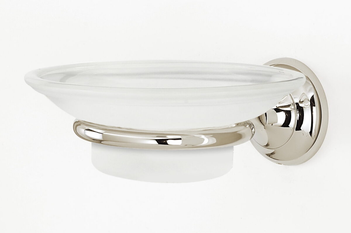 Alno A6630 Royale 4-1/4" Wall Mounted Frosted Glass Bathroom Soap Dish - Nickel