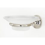 Alno A6630 Royale 4-1/4" Wall Mounted Frosted Glass Bathroom Soap Dish - Nickel