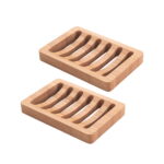 AmazerBath Soap Holder Soap Dish, Bamboo Soap Dish, 2 Pack Wood Soap Holder, Bar Soap Holder for Shower, Soap Tray Self Draining, Soap Saver for Shower, Bathroom, Kitchen,...