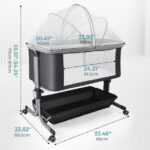 Anyask Portable Baby Bedside Sleeper Bassinet with Waterproof Mattress Pad for Infant Newborn up to 12 Month