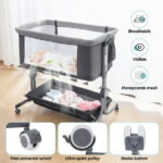Anyask Portable Baby Bedside Sleeper Bassinet with Waterproof Mattress Pad for Infant Newborn up to 12 Month