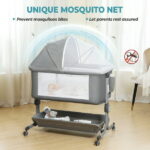 Anyask Portable Baby Bedside Sleeper Bassinet with Waterproof Mattress Pad for Infant Newborn up to 12 Month