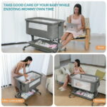 Anyask Portable Baby Bedside Sleeper Bassinet with Waterproof Mattress Pad for Infant Newborn up to 12 Month