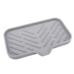 AQITTI Cooking Utensils Silicone Kitchen Sink Tray Soap Tray Soap Dish Holder Sponge Holder with Built In Drain Lip Countertop Sink Kitchen Organizer Tray for Dish...