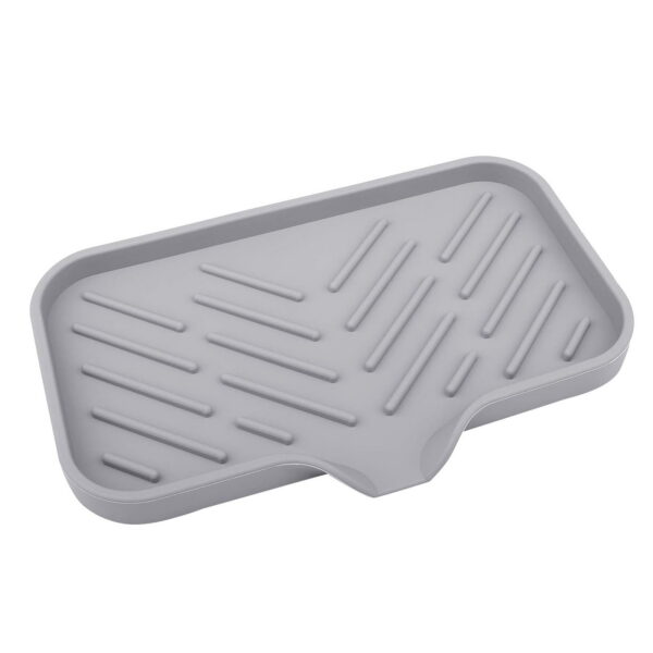 AQITTI Cooking Utensils Silicone Kitchen Sink Tray Soap Tray Soap Dish Holder Sponge Holder with Built In Drain Lip Countertop Sink Kitchen Organizer Tray for Dish...