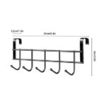 AQITTI Door Hooks Hanger Rack, Aluminum Utility Organizer Towel Hooks Holder for Kithchen Bathroom, 5 Hooks Over The Door Hanger Black -3.2Cm Wide