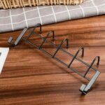 AQITTI Door Hooks Hanger Rack, Aluminum Utility Organizer Towel Hooks Holder for Kithchen Bathroom, 5 Hooks Over The Door Hanger Black -3.2Cm Wide
