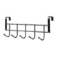 AQITTI Door Hooks Hanger Rack, Aluminum Utility Organizer Towel Hooks Holder for Kithchen Bathroom, 5 Hooks Over The Door Hanger Black -3.2Cm Wide
