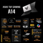 ASUS TUF Gaming A14 Copilot+ PC 14” Gaming Laptop, AMD Ryzen AI 9 HX 370, 16GB, RTX 4060, 1TB SSD, FA401WV-WB94