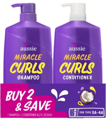 Aussie Miracle Curls Shampoo and Conditioner Dual Pack, For All Hair Types 26.2 oz