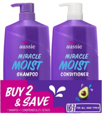 Aussie Miracle Moist Shampoo and Conditioner Dual Pack Hair Set, 26.2 fl oz