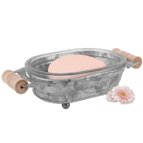 Autumn Alley Glass & Galvanized Rustic Farmhouse Soap Dish for Bathroom