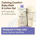Aveeno Baby Calming Comfort Bedtime Unisex Infant Baby Gift Set with Wash and Lotion, Lavender Scent, 2 Items