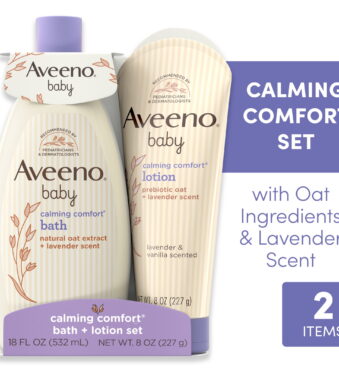 Aveeno Baby Calming Comfort Bedtime Unisex Infant Baby Gift Set with Wash and Lotion, Lavender Scent, 2 Items