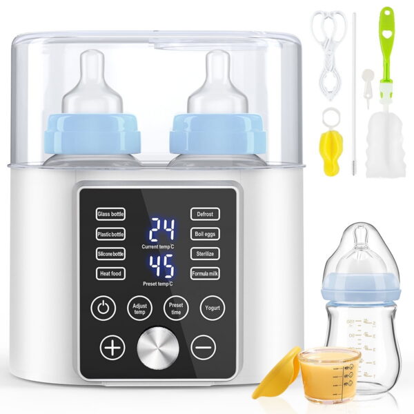 Baby Bottle Warmer, 12-in-1 Fast Milk Warmer W/ Appointment &Timer, 24H Accurate Temperature Control and Auto Shut off, Baby Food Heater w/ LCD Display & BPA-Free, Dual Bottle...