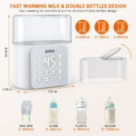 Baby Bottle Warmer, 9-in-1 Fast Food Heater & Defrost, Double Bottle Warmer with Appointment &Timer, 24H Accurate Temperature Control for Breastmilk & Formula BPA-Free/LCD Display