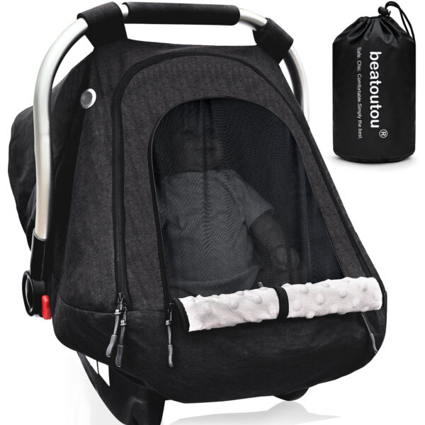 Baby Car Seat Cover for Babies,Patented Waterproof Baby Car Seat Cover for Boys & Girls,Infant Car Seat Cover Canopy for Girls,Windproof Car Seat Canopy for Boys, Keeps Babies...