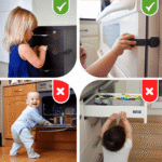 Baby Proof Me Safety Strap Locks – 12-Pack, 3M Adhesive Child Safety Latches for Cabinets, Dishwashers, Fridges, Ovens, Trash Cans, and Stain-Free Toilet Lock (Black)