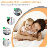 Baby Proof Me Safety Strap Locks – 6-Pack, 3M Adhesive, Child Safety Latches for Cabinets, Dishwashers, Fridges, Ovens, Trash Cans, Toilets – Stain-Free Design