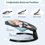 Baby Swing for Infants, Caveen Electric Bluetooth Baby Rocker, 5 Swing Speeds, 3 Seat Positions, Adapter & Battery Operated, Black