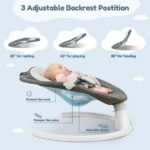 Baby Swing for Infants, Caveen Electric Bluetooth Baby Rocker, 5 Swing Speeds, 3 Seat Positions, Adapter & Battery Operated, Gray