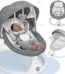 Baby Swing for Infants, Caveen Electric Bluetooth Baby Rocker, 5 Swing Speeds, 3 Seat Positions, Adapter & Battery Operated, Gray