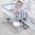 Babyeap Baby Bassinet Bedside Sleeper Bassinet For 0-5 months Baby Unisex (Light Grey)