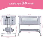 Babyeap Baby Bassinet Bedside Sleeper Bassinet For 0-5 months Baby Unisex (Light Grey)