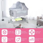 Babyeap Baby Bassinet Bedside Sleeper Bassinet For 0-5 months Baby Unisex (Light Grey)