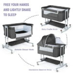 Babyeap Baby Bassinet Bedside Sleeper Bassinet For 0-5 months Baby Unisex (Dark Gray)