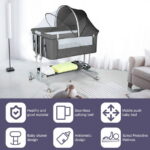 Babyeap Baby Bassinet Bedside Sleeper Bassinet For 0-5 months Baby Unisex (Dark Gray)