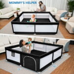 Babyeap Baby Playpen Large Play Yard Fence for Toddlers, 71"x50" Black