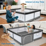 Babyeap Baby Playpen Large Play Yard Fence for Toddlers, 71"x50" Black