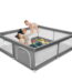 Babyeap Baby Playpen Large Play Yard Fence for Toddlers,71"x50" Dark Gray