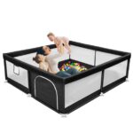 Babyeap Baby Playpen Large Play Yard Fence for Toddlers,71"x50" Dark Gray