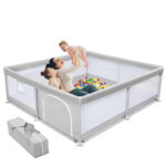 Babyeap Baby Playpen Large Play Yard Fence for Toddlers,71"x50" Gray
