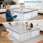 Babyeap Baby Playpen Large Play Yard Fence for Toddlers,71"x50" Gray