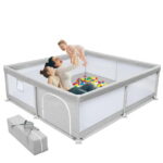 Babyeap Baby Playpen Large Play Yard Fence for Toddlers,71"x50" Gray