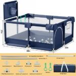 Babyeap Baby Playpen, Play Yard, Toddlers Playards, 50"x50" Infant Travel Fence with Basket, Blue