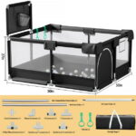 Babyeap Baby Playpen, Play Yard, Toddlers Playards, 50"x50" Infant Travel Fence with Basket, Black