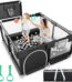 Babyeap Baby Playpen, Play Yard, Toddlers Playards, 50"x50" Infant Travel Fence with Basket, Black
