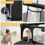 Babyeap Baby Playpen, Play Yard, Toddlers Playards, 50"x50" Infant Travel Fence with Basket, Black