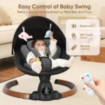 Babyeap Baby Swing for Infants - Smart Electric Swing with Bluetooth Control 5-point Harness,5 Sway Speed,10 Lullabies(Black)