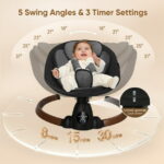 Babyeap Baby Swing for Infants - Smart Electric Swing with Bluetooth Control 5-point Harness,5 Sway Speed,10 Lullabies(Black)