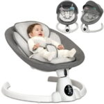 Babyeap Baby Swing for Infants - Smart Electric Swing with Bluetooth Control 5-point Harness,5 Sway Speed,10 Lullabies(Black)