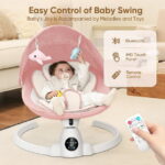 Babyeap Baby Swing for Infants - Smart Electric Swing with Bluetooth Control 5-point Harness,5 Sway Speed,10 Lullabies(Pink)