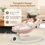 Babyeap Baby Swing for Infants - Smart Electric Swing with Bluetooth Control 5-point Harness,5 Sway Speed,10 Lullabies(Pink)